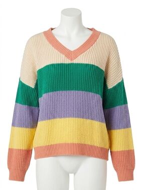 NEW PROMESA open-back cotton-blend sweater in cream/green